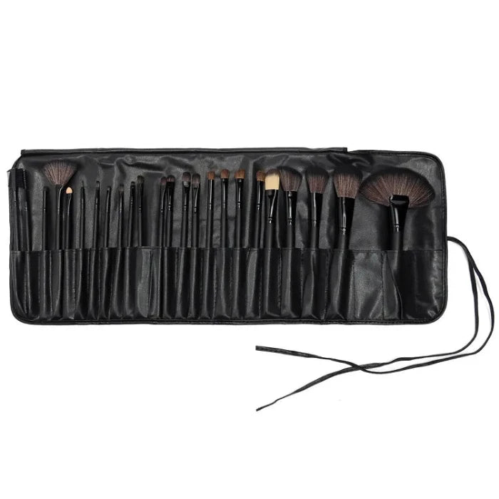 24 PCs Makeup Brushes With Horse Hair Black Wood Color Makeup Full Set - Thachy76shops