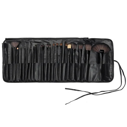 24 PCs Makeup Brushes With Horse Hair Black Wood Color Makeup Full Set - Thachy76shops