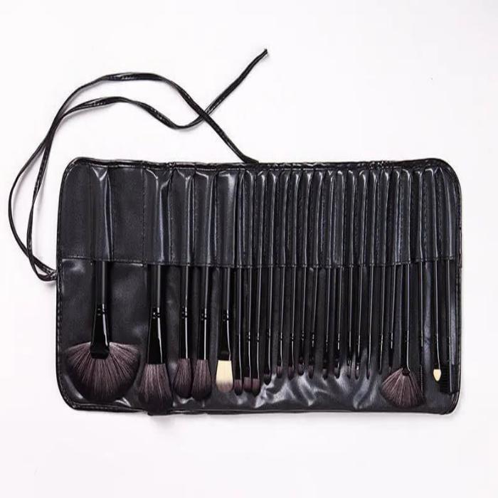 24 PCs Makeup Brushes With Horse Hair Black Wood Color Makeup Full Set - Thachy76shops