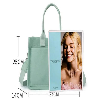 Casual Daily Canvas Tote Shoulder Bags Women Mommy Bag Large Capacity Messenger Multi Pocket Crossbody Chic Reusable Hand Bag - Thachy76shops