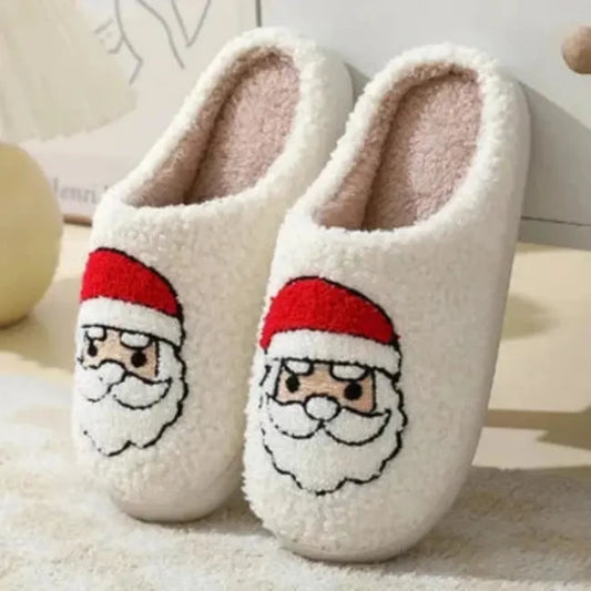 Christmas Home Slippers Cute Cartoon Santa Claus Cotton Slippers For Women And Men Couples Winter Warm Furry Shoes Slippers VickyLei Santa Claus 44or45