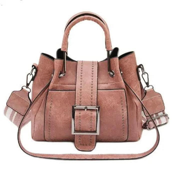 Double Leather Bucket Bag Handbag - Thachy76shops