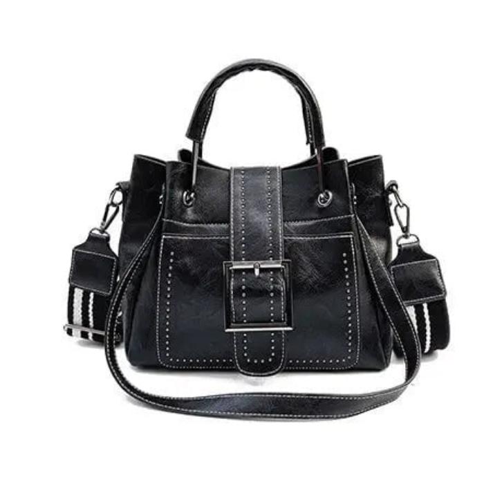 Double Leather Bucket Bag Handbag - Thachy76shops