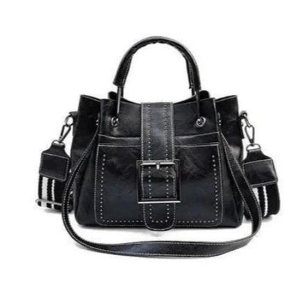 Double Leather Bucket Bag Handbag - Thachy76shops