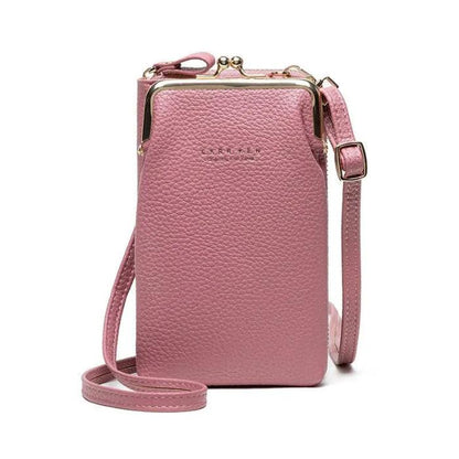 Fashion Lychee Pattern Solid Color Diagonal Shoulder Bag Wallets Renfan Light Purple