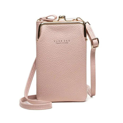 Fashion Lychee Pattern Solid Color Diagonal Shoulder Bag Wallets Renfan Pink