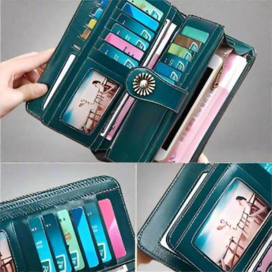 Hollow Women Clutch Leather Wallet Female Long Wallet Women Zipper Purse Strap Money Bag Purse Wallets Renfan