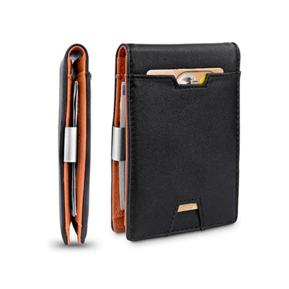 Men's Carbon Fiber Wallet Men's Genuine Leather With Multiple Card Slots Wallets Renfan Black tabby